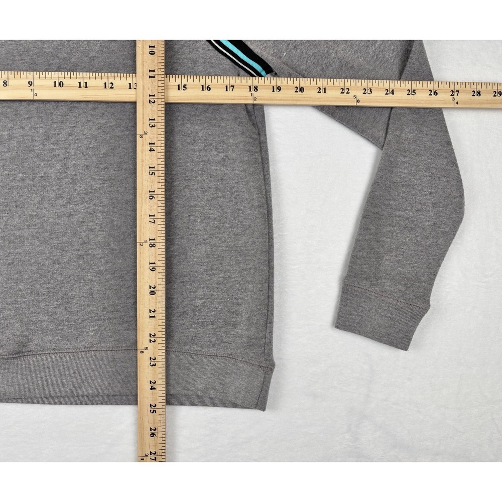 Victorias Secret PINK Gray Raglan Crewneck Sweatshirt Striped Logo Dog Size Smal - Picture 7 of 7